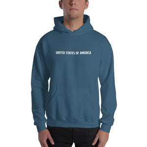 Indigo Blue / S United States Of America Eagle Illustration Reverse Backside Hooded Sweatshirt by Design Express