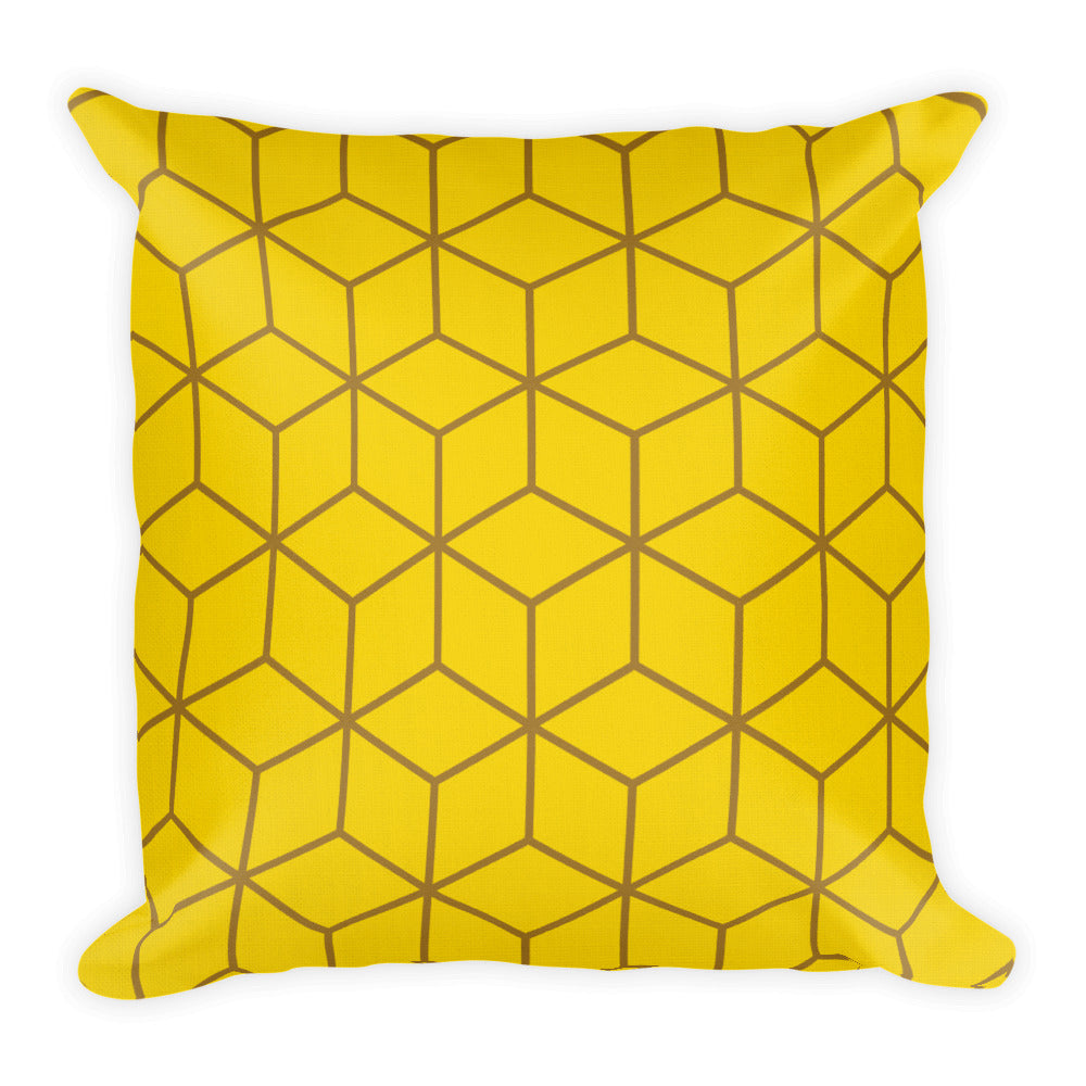 Default Title Diamonds Yellow Square Premium Pillow by Design Express