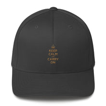 Dark Grey / S/M Keep Calm and Carry On (Gold) Structured Twill Cap by Design Express