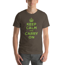 Army / S Keep Calm and Carry On (Green) Short-Sleeve Unisex T-Shirt by Design Express