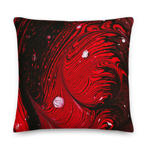 22×22 Black Red Abstract Square Premium Pillow by Design Express