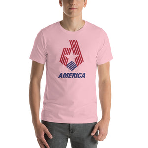 Pink / S America "Star & Stripes" Short-Sleeve Unisex T-Shirt by Design Express