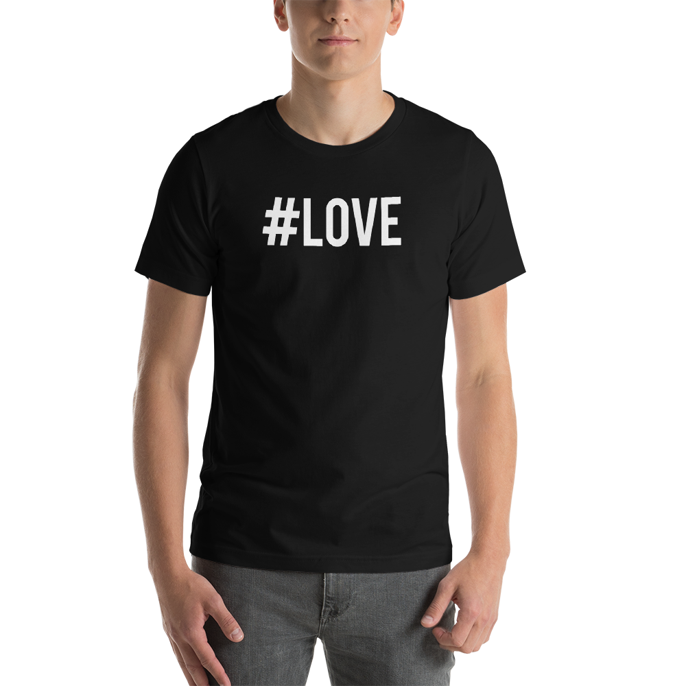 Black / S Hashtag #LOVE Short-Sleeve Unisex T-Shirt by Design Express