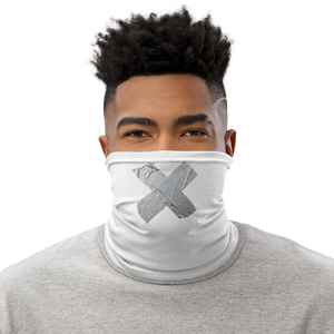 Default Title Crossed Grey Duct Tape on White Neck Gaiter by Design Express