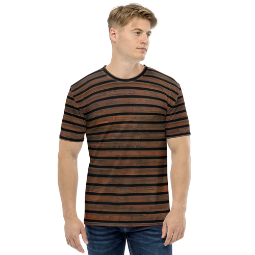 XS Horizontal Brown Wood Men's T-shirt by Design Express