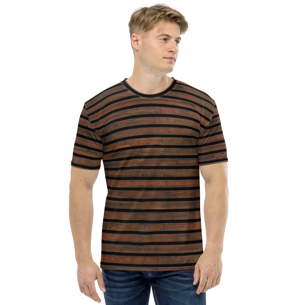 XS Horizontal Brown Wood Men's T-shirt by Design Express