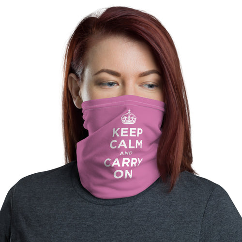 Default Title Pink Keep Calm & Carry On Neck Gaiter Masks by Design Express