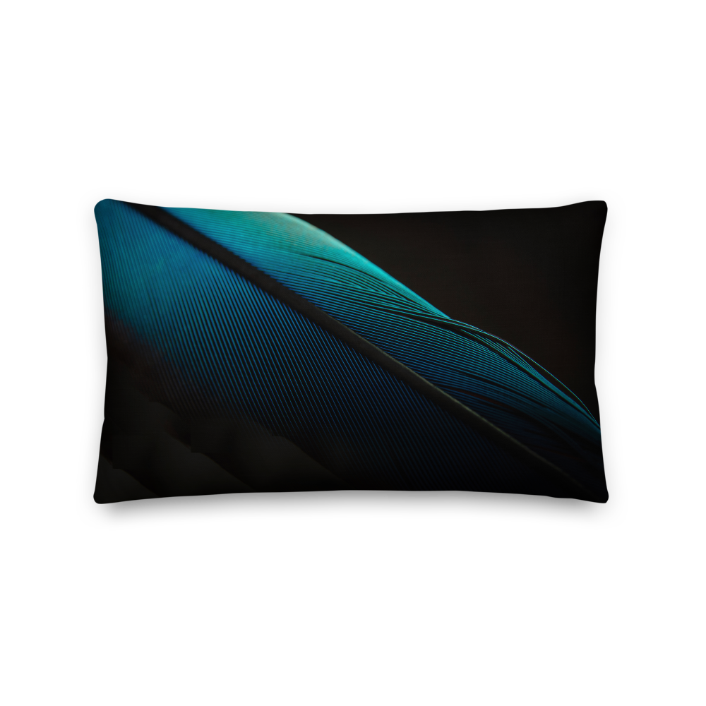Default Title Blue Black Feathers Rectangle Premium Pillow by Design Express
