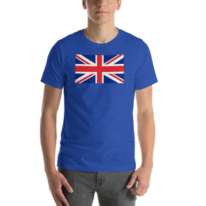 Heather True Royal / S United Kingdom Flag "Solo" Short-Sleeve Unisex T-Shirt by Design Express