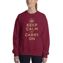 Maroon / S Keep Calm and Carry On (Gold) Unisex Sweatshirt by Design Express