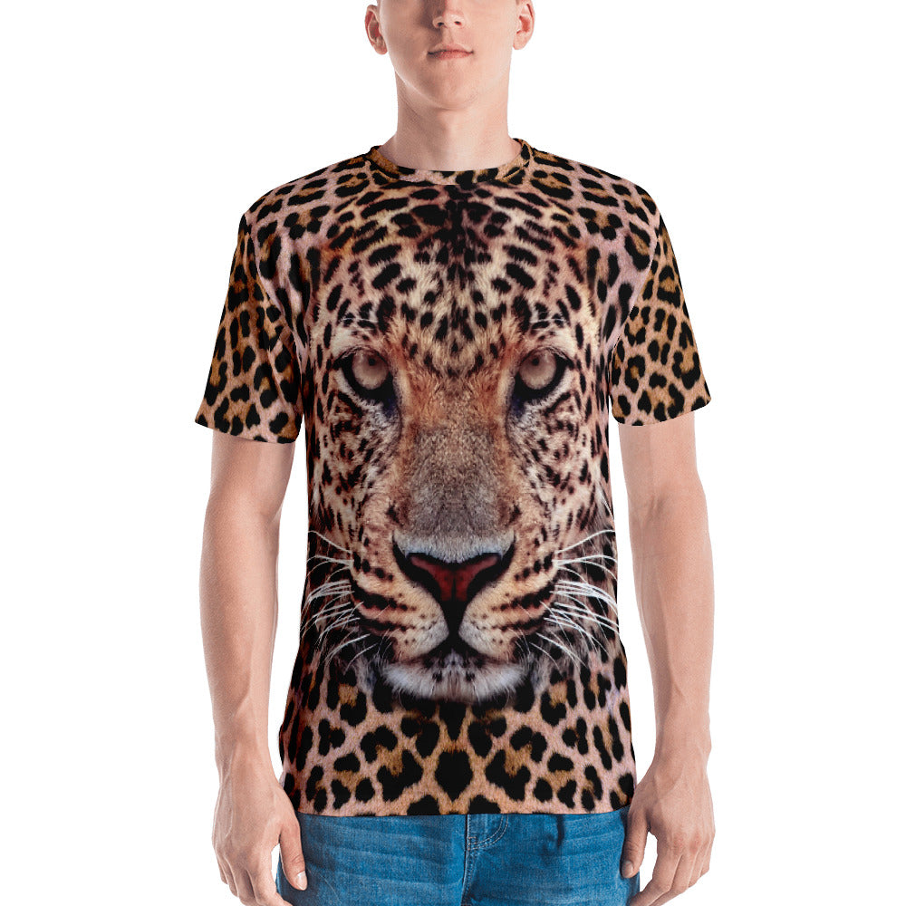 Design Express Leopard Face All Over Animal Men's T-Shirt XL