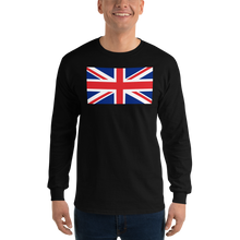 Black / S United Kingdom Flag "Solo" Long Sleeve T-Shirt by Design Express