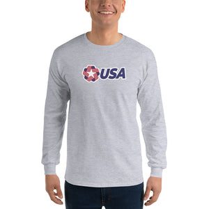 Sport Grey / S USA "Rosette" Long Sleeve T-Shirt by Design Express