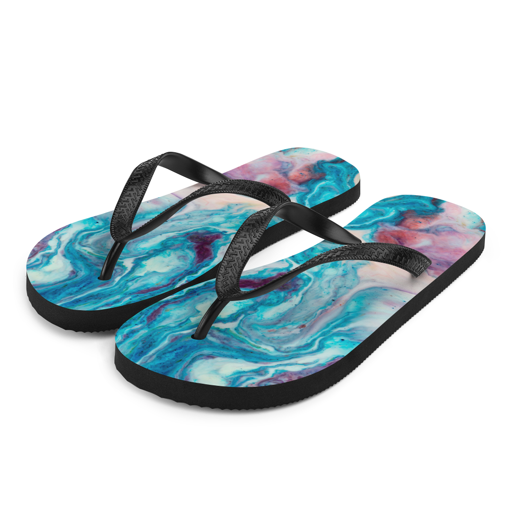 S Blue Multicolor Marble Flip-Flops by Design Express