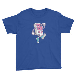 Royal Blue / XS Game Boy Happy Walking Youth Short Sleeve T-Shirt by Design Express