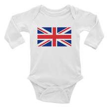 White / 6M United Kingdom Flag "Solo" Infant Long Sleeve Bodysuit by Design Express