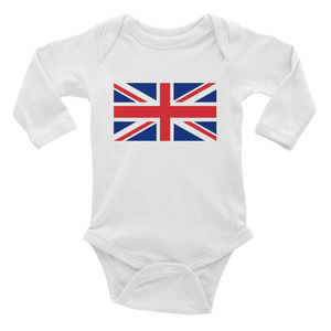 White / 6M United Kingdom Flag "Solo" Infant Long Sleeve Bodysuit by Design Express