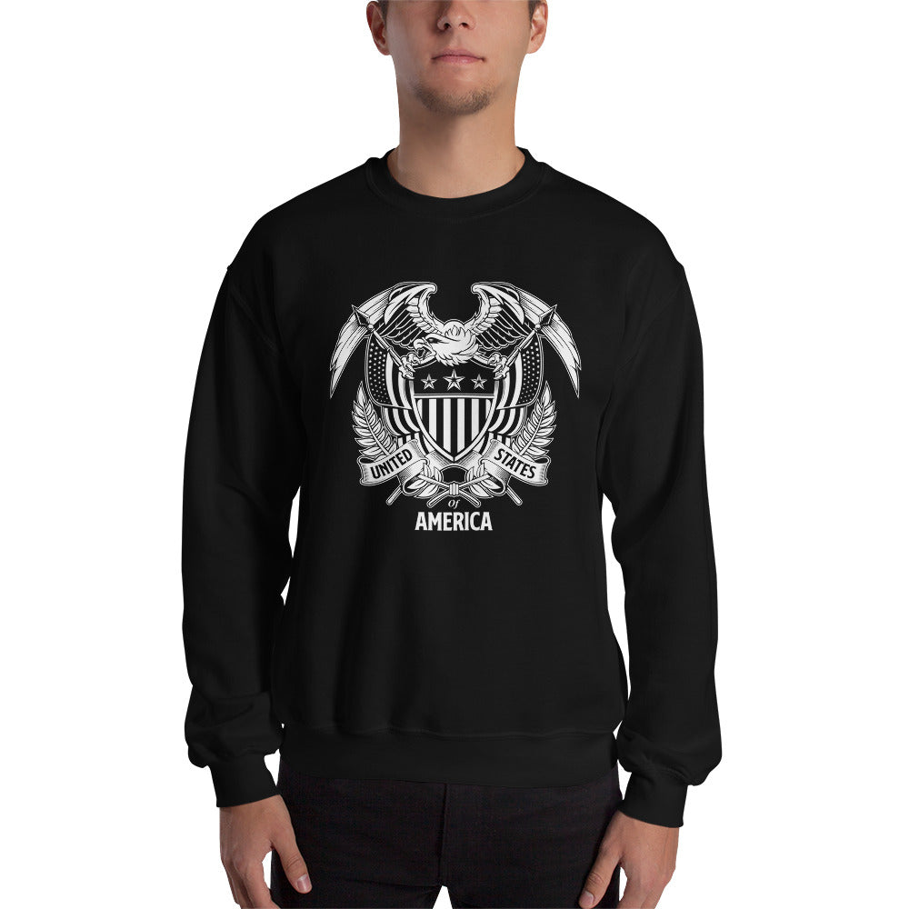 Black / S United States Of America Eagle Illustration Reverse Sweatshirt by Design Express