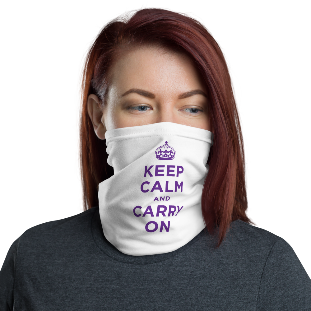 Default Title Purple Keep Calm & Carry On Neck Gaiter Masks by Design Express