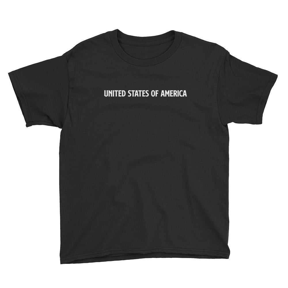 Black / XS United States Of America Eagle Illustration Reverse Backside Youth Short Sleeve T-Shirt by Design Express