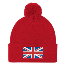 Red United Kingdom Flag "Solo" Pom Pom Knit Cap by Design Express