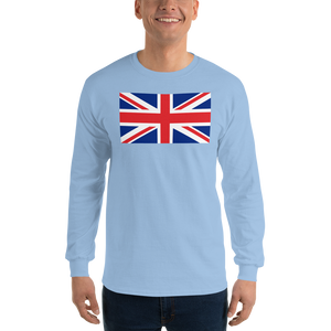 Light Blue / S United Kingdom Flag "Solo" Long Sleeve T-Shirt by Design Express