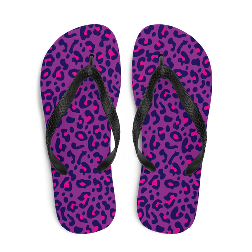 Purple Leopard Print Flip-Flops by Design Express