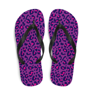 Purple Leopard Print Flip-Flops by Design Express