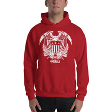 Red / S United States Of America Eagle Illustration Reverse Hooded Sweatshirt by Design Express