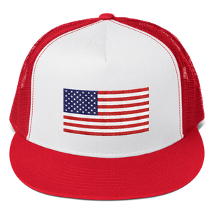 Red/ White/ Red United States Flag "Solo" Trucker Cap by Design Express
