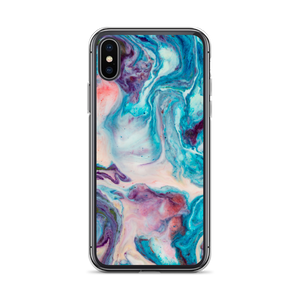 iPhone X/XS Blue Multicolor Marble iPhone Case by Design Express