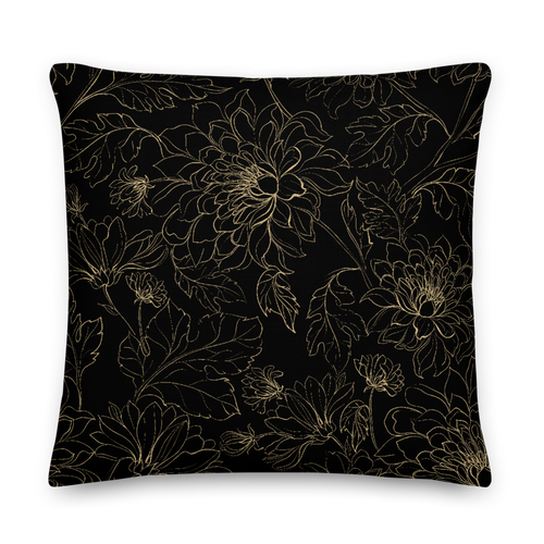 22×22 Golden Floral Square Premium Pillow by Design Express