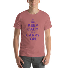 Mauve / S Keep Calm and Carry On (Purple) Short-Sleeve Unisex T-Shirt by Design Express