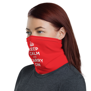 Red Keep Calm & Carry On Face & Neck Gaiter Masks by Design Express