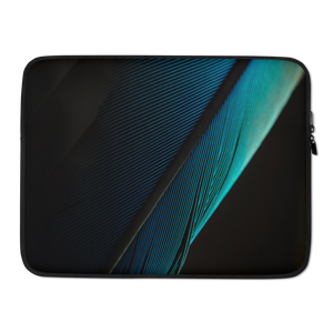 15 in Blue Black Feather Laptop Sleeve by Design Express