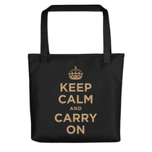Black Keep Calm and Carry On (Black Gold) Tote bag Totes by Design Express