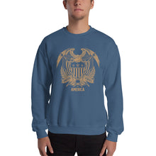 Indigo Blue / S United States Of America Eagle Illustration Gold Reverse Sweatshirt by Design Express