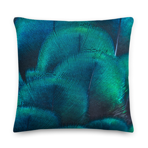 22×22 Green Blue Peacock Square Premium Pillow by Design Express
