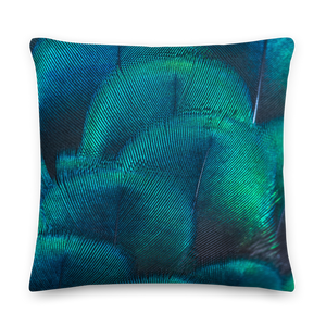 22×22 Green Blue Peacock Square Premium Pillow by Design Express