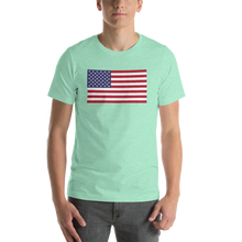 Heather Mint / S United States Flag "Solo" Short-Sleeve Unisex T-Shirt by Design Express