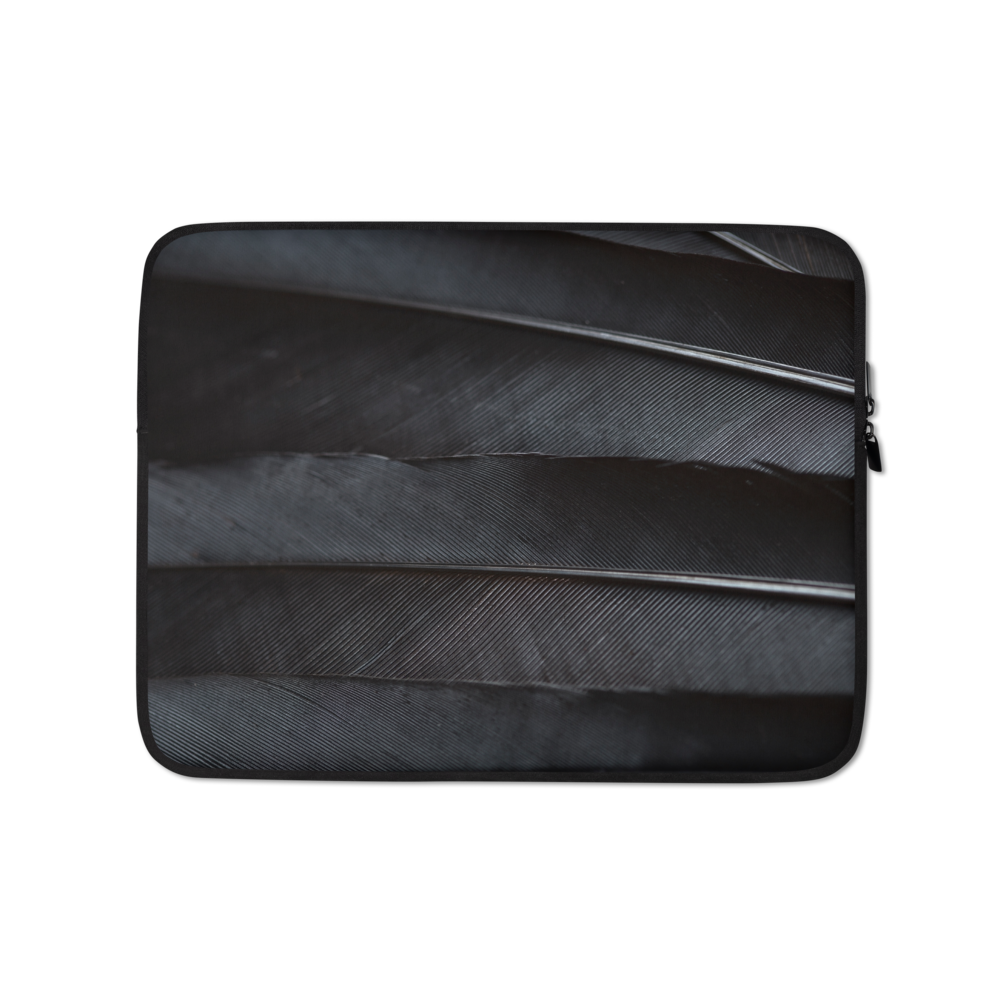 13 in Black Feathers Laptop Sleeve by Design Express