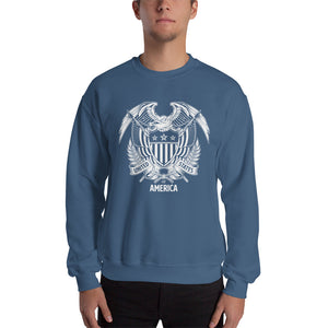 Indigo Blue / S United States Of America Eagle Illustration Reverse Sweatshirt by Design Express