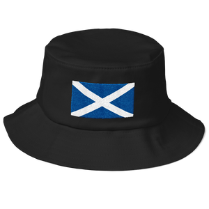 Black Scotland Flag "Solo" Old School Bucket Hat by Design Express
