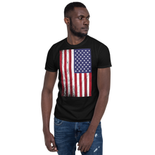 Black / S US Flag Distressed Short-Sleeve Unisex T-Shirt by Design Express