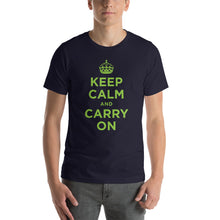 Navy / XS Keep Calm and Carry On (Green) Short-Sleeve Unisex T-Shirt by Design Express