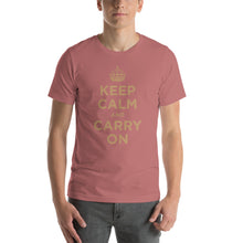 Mauve / S Keep Calm and Carry On (Gold) Short-Sleeve Unisex T-Shirt by Design Express