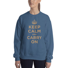 Indigo Blue / S Keep Calm and Carry On (Gold) Unisex Sweatshirt by Design Express