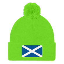 Neon Green Scotland Flag "Solo" Pom Pom Knit Cap by Design Express