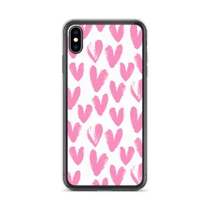 iPhone XS Max Pink Heart Pattern iPhone Case by Design Express