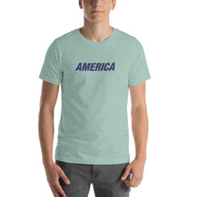 Heather Prism Dusty Blue / S America "Star & Stripes" Back Short-Sleeve Unisex T-Shirt by Design Express